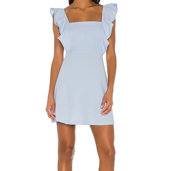 BCBGENERATION RUFFLE SLEEVE SQUARE NECK MINI DRESS IN BABY BLUE WOMEN'S‎ SIZE 0 - Picture 1 of 13